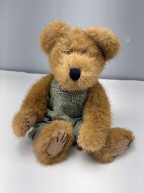Forrest B. Bearsley Plush Teddy Wearing Green Corduroy Overalls with Tag 10 Inch